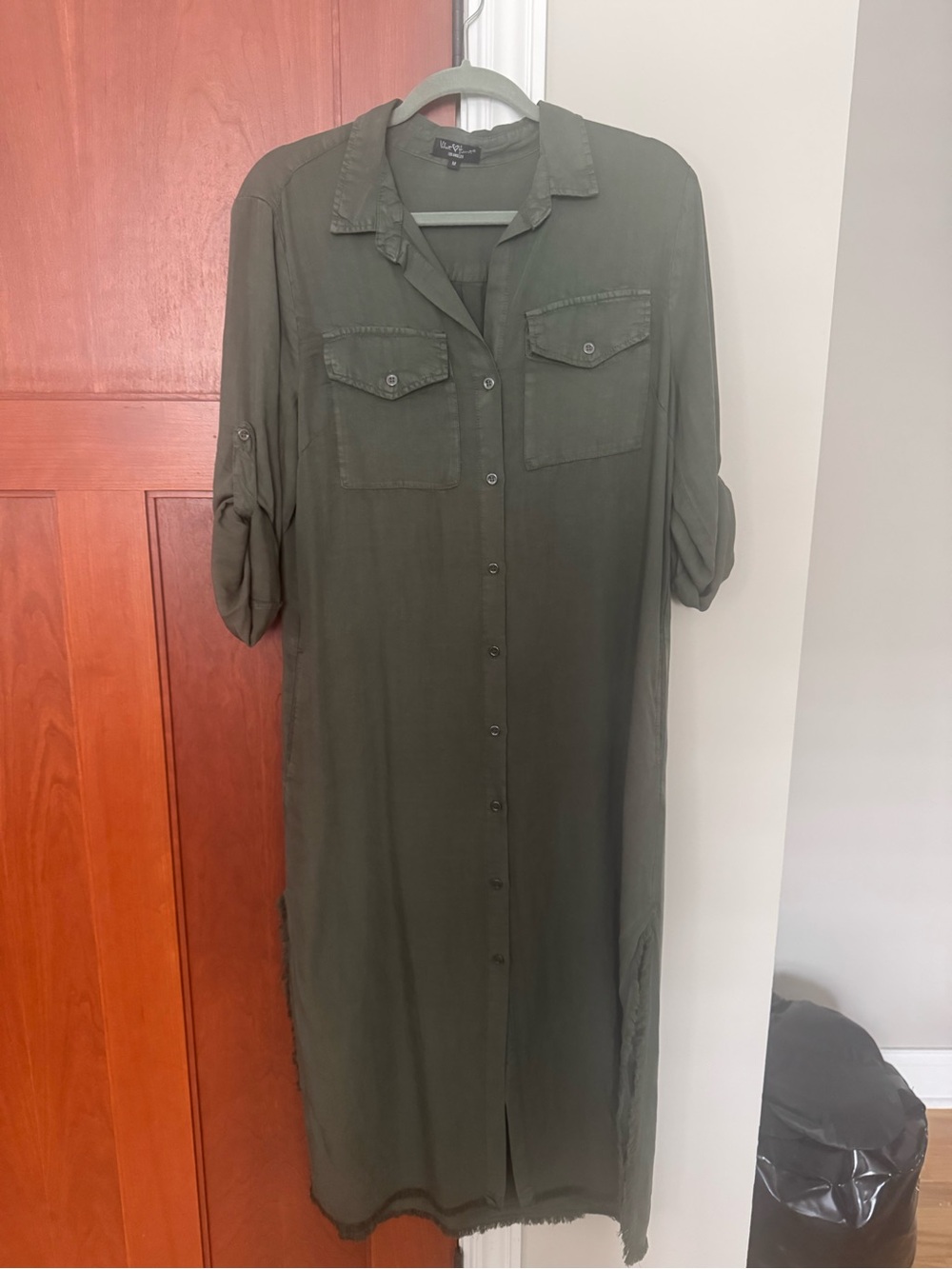 Velvet Heart Olive Green Button-Front Shirt Dress